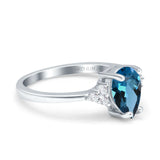 14K White Gold 1.33ct Teardrop Pear 8mmx6mm G SI London Blue Topaz Diamond Engagement Wedding Ring Size 6.5