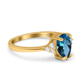 14K Yellow Gold 1.33ct Teardrop Pear 8mmx6mm G SI London Blue Topaz Diamond Engagement Wedding Ring Size 6.5