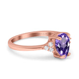 14K Rose Gold 1.33ct Teardrop Pear 8mmx6mm G SI Natural Amethyst Diamond Engagement Wedding Ring Size 6.5