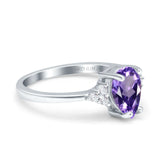 14K White Gold 1.33ct Teardrop Pear 8mmx6mm G SI Natural Amethyst Diamond Engagement Wedding Ring Size 6.5