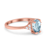 14K Rose Gold 1.33ct Teardrop Pear 8mmx6mm G SI Natural Aquamarine Diamond Engagement Wedding Ring Size 6.5