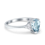 14K White Gold 1.33ct Teardrop Pear 8mmx6mm G SI Natural Aquamarine Diamond Engagement Wedding Ring Size 6.5