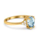 14K Yellow Gold 1.33ct Teardrop Pear 8mmx6mm G SI Natural Aquamarine Diamond Engagement Wedding Ring Size 6.5