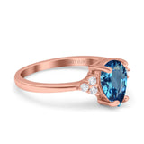 14K Rose Gold 1.33ct Teardrop Pear 8mmx6mm G SI Natural Blue Topaz Diamond Engagement Wedding Ring Size 6.5