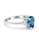 14K White Gold 1.33ct Teardrop Pear 8mmx6mm G SI Natural Blue Topaz Diamond Engagement Wedding Ring Size 6.5