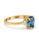 14K Yellow Gold 1.33ct Teardrop Pear 8mmx6mm G SI Natural Blue Topaz Diamond Engagement Wedding Ring Size 6.5