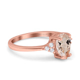 14K Rose Gold 1.33ct Teardrop Pear 8mmx6mm G SI Natural Morganite Diamond Engagement Wedding Ring Size 6.5