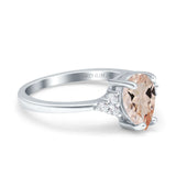 14K White Gold 1.33ct Teardrop Pear 8mmx6mm G SI Natural Morganite Diamond Engagement Wedding Ring Size 6.5
