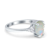 14K White Gold 0.08ct Teardrop Pear 8mmx6mm G SI Natural White Opal Diamond Engagement Wedding Ring Size 6.5