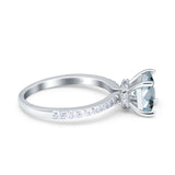 14K White Gold 1.55ct Cushion Cut Vintage 7mm G SI Natural Aquamarine Diamond Engagement Wedding Ring Size 6.5