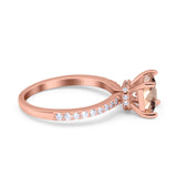 14K Rose Gold 1.55ct Cushion Cut Vintage 7mm G SI Natural Morganite Diamond Engagement Wedding Ring Size 6.5
