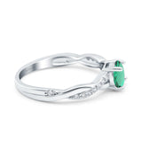 14K White Gold 0.98ct Round Art Deco 6mm G SI Nano Emerald Diamond Engagement Wedding Ring Size 6.5