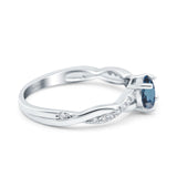 14K White Gold 0.98ct Round Art Deco 6mm G SI London Blue Topaz Diamond Engagement Wedding Ring Size 6.5