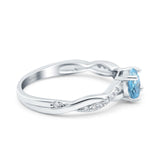 14K White Gold 0.98ct Round Art Deco 6mm G SI Natural Blue Topaz Diamond Engagement Wedding Ring Size 6.5