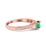 14K Rose Gold 1.37ct Round Three Stone Vintage 6mm G SI Nano Emerald Diamond Engagement Wedding Ring Size 6.5