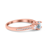 14K Rose Gold 1.37ct Round Three Stone Vintage 6mm G SI Natural Aquamarine Diamond Engagement Wedding Ring Size 6.5