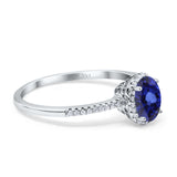 14K White Gold 1.41ct Oval 8mmx6mm Fashion Accent G SI Nano Blue Sapphire Diamond Engagement Wedding Ring Size 6.5