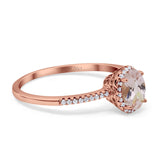 14K Rose Gold 1.41ct Oval 8mmx6mm Fashion Accent G SI Natural Morganite Diamond Engagement Wedding Ring Size 6.5