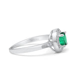 14K White Gold 0.94ct Round Art Deco 6mm G SI Nano Emerald Diamond Engagement Wedding Ring Size 6.5