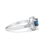 14K White Gold 0.94ct Round Art Deco 6mm G SI London Blue Topaz Diamond Engagement Wedding Ring Size 6.5