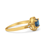 14K Yellow Gold 0.94ct Round Art Deco 6mm G SI London Blue Topaz Diamond Engagement Wedding Ring Size 6.5