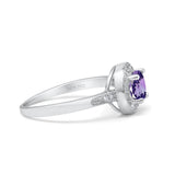 14K White Gold 0.94ct Round Art Deco 6mm G SI Natural Amethyst Diamond Engagement Wedding Ring Size 6.5