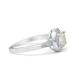 14K White Gold 0.10ct Round Art Deco 6mm G SI Natural White Opal Diamond Engagement Wedding Ring Size 6.5