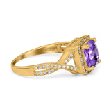 14K Yellow Gold 2.37ct Cushion Infinity Shank 8mm G SI Natural Amethyst Diamond Engagement Wedding Ring Size 6.5