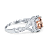 14K White Gold 2.37ct Cushion Infinity Shank 8mm G SI Natural Morganite Diamond Engagement Wedding Ring Size 6.5