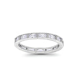 Baguette Full Eternity Wedding Band Simulated CZ 925 Sterling Silver