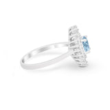 Art Deco Wedding Bridal Ring Baguette Simulated Aquamarine CZ 925 Sterling Silver