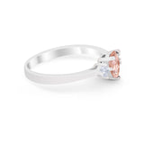 Teardrop Wedding Ring Simulated Morganite CZ 925 Sterling Silver