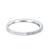 14K White Gold 0.16ct Diamond Half Eternity Round 2mm Band Engagement Ring Size 6.5