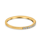 14K Yellow Gold 0.16ct Diamond Half Eternity Round 2mm Band Engagement Ring Size 6.5