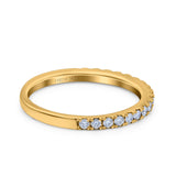14K Yellow Gold 0.28ct Diamond Half Eternity Round 2mm Stacking Band Engagement Ring Size 6.5