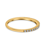 14K Yellow Gold 0.20ct Diamond 1.5mm Wedding Band Half Eternity Ring Size 6.5