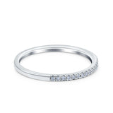 14K White Gold Half Eternity 0.12ct Diamond 1.3mm Band Engagement Ring Size 6.5
