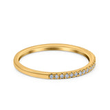 14K Yellow Gold Half Eternity 0.12ct Diamond 1.3mm Band Engagement Ring Size 6.5