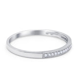 14K White Gold 0.09ct Round 2mm G SI Stackable Anniversary Diamond Engagement Half Eternity Wedding Ring Size 6.5