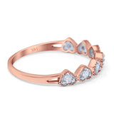 14K Rose Gold 0.20ct Heart 6.3mm G SI Diamond Engagement Half Eternity Wedding Ring Size 6.5