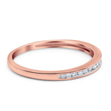 14K Rose Gold 0.13ct Round 3mm G SI Half Eternity Diamond Engagement Wedding Ring Size 6.5