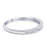 14K White Gold 0.13ct Round 3mm G SI Half Eternity Diamond Engagement Wedding Ring Size 6.5