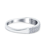 Half Eternity Ring Engagement Band Round Pave Simulated CZ 925 Sterling Silver (4mm)