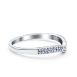 Half Eternity Ring Wedding Band Round Pave Simulated CZ 925 Sterling Silver (5mm)