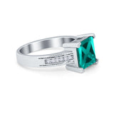 Cushion Cut Wedding Ring Simulated Paraiba Tourmaline CZ Accent 925 Sterling Silver
