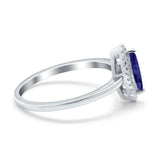 Halo Marquise Engagement Ring Simulated Blue Sapphire CZ 925 Sterling Silver