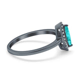 Halo Marquise Engagement Ring Black Tone, Simulated Paraiba Tourmaline CZ 925 Sterling Silver