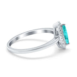 Halo Marquise Engagement Ring Simulated Paraiba Tourmaline CZ 925 Sterling Silver
