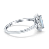 Halo Marquise Engagement Ring Lab Created White Opal 925 Sterling Silver