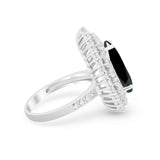 Teardrop Cocktail Ring Pear Simulated Black CZ 925 Sterling Silver